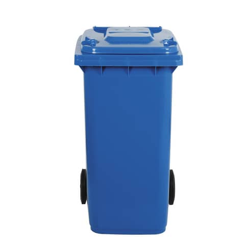 Bidone carrellato per raccolta differenziata 240 lt con coperchio PEHD Mobil Plastic blu - 1/240/5-BLB